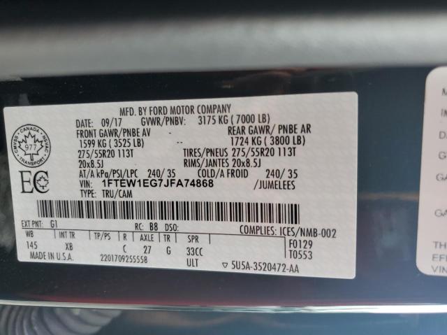 Photo 10 from auction – 2018 FORD F150 SUPER with VIN 1FTEW1EG7JFA74868