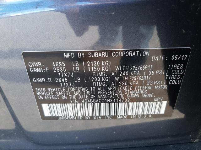 Photo 10 from auction – 2017 SUBARU OUTBACK 2. with VIN 4S4BSACC1H3414702