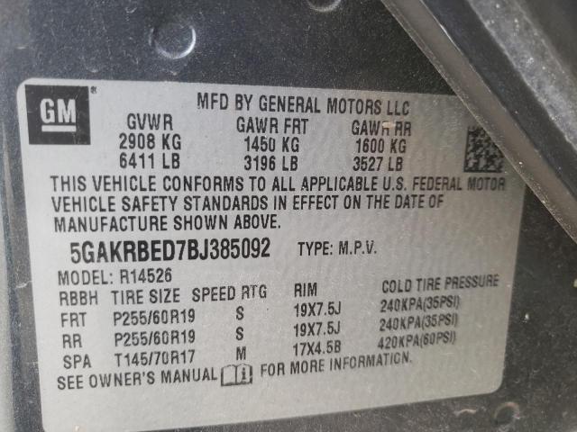 Photo 10 from auction – 2011 BUICK ENCLAVE CX with VIN 5GAKRBED7BJ385092