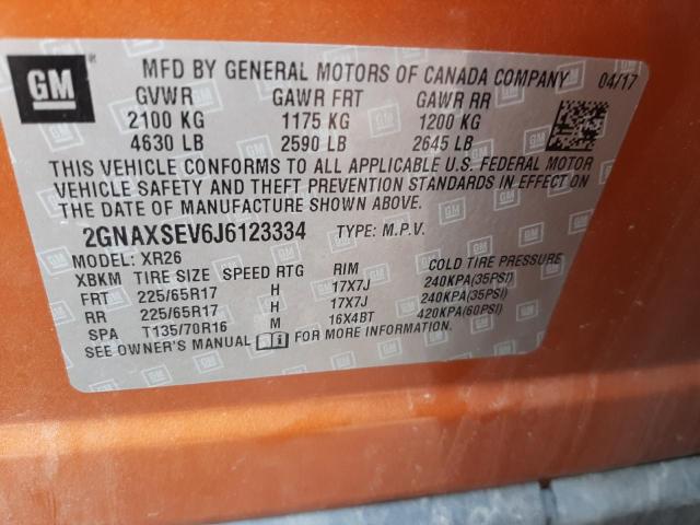 Photo 10 from auction – 2018 CHEVROLET EQUINOX LT with VIN 2GNAXSEV6J6123334
