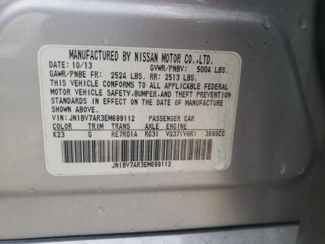 Photo 10 from auction – 2014 INFINITI Q50 BASE with VIN JN1BV7AR3EM699112