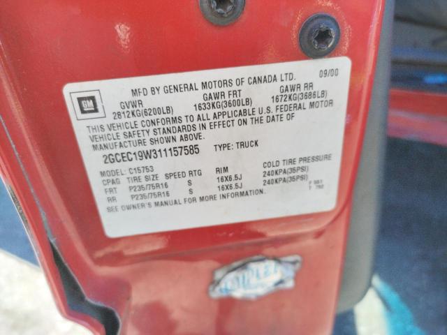 Photo 10 from auction – 2001 CHEVROLET SILVERADO with VIN 2GCEC19W311157585