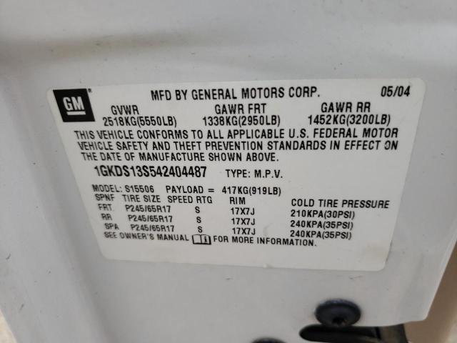 Photo 10 from auction – 2004 GMC ENVOY with VIN 1GKDS13S542404487