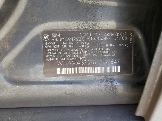 Photo 10 from auction – 2008 BMW 328 I with VIN WBAVA37578NL54647