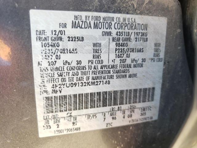 Photo 10 from auction – 2002 MAZDA TRIBUTE LX with VIN 4F2YU09132KM27148