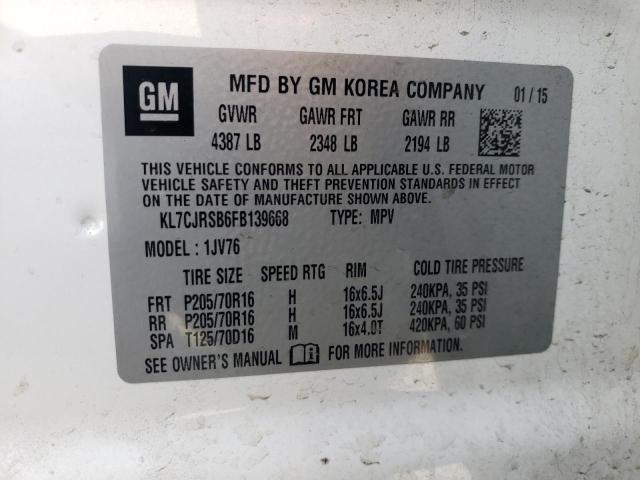 Photo 10 from auction – 2015 CHEVROLET TRAX 1LT with VIN KL7CJRSB6FB139668