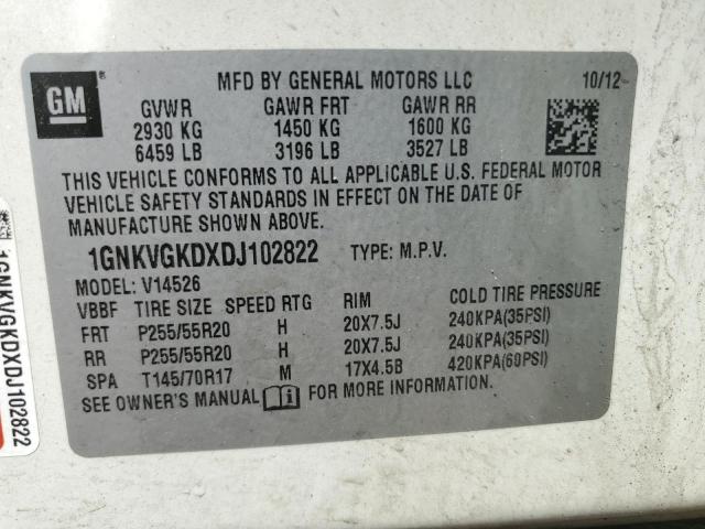 Photo 10 from auction – 2013 CHEVROLET TRAVERSE L with VIN 1GNKVGKDXDJ102822
