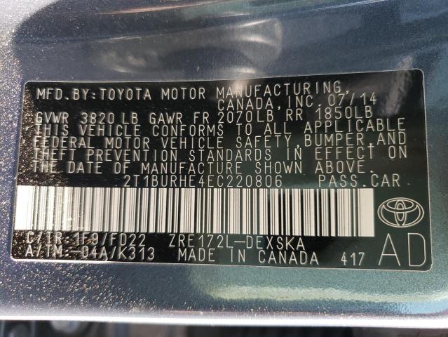 Photo 10 from auction – 2014 TOYOTA COROLLA L with VIN 2T1BURHE4EC220806