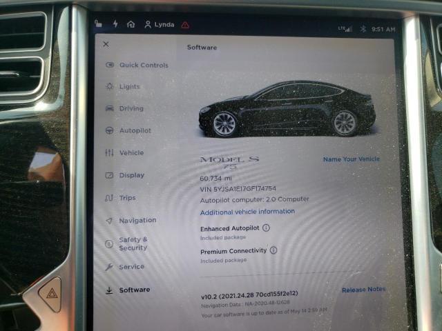 Photo 8 from auction – 2016 TESLA MODEL S with VIN 5YJSA1E17GF174754
