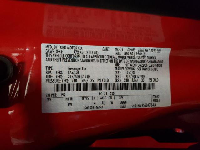 Photo 10 from auction – 2015 FORD FOCUS SE with VIN 1FADP3K20FL264409