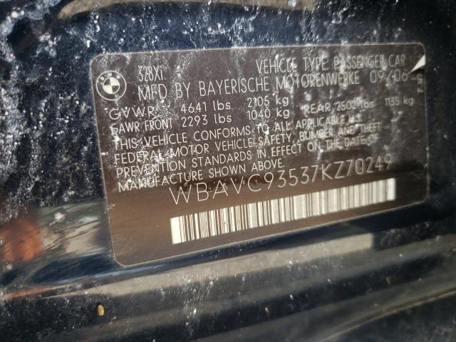 Photo 10 from auction – 2007 BMW 328 XI with VIN WBAVC93537KZ70249