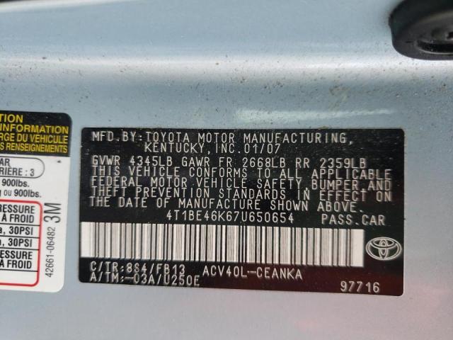 Photo 10 from auction – 2008 TOYOTA CAMRY with VIN 4T1BE46K67U650654