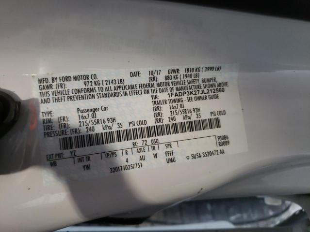 Photo 10 from auction – 2018 FORD FOCUS SE with VIN 1FADP3K27JL212560