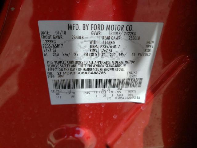 Photo 10 from auction – 2010 FORD EDGE SE with VIN 2FMDK3GC8ABA88756