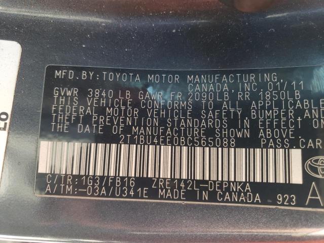 Photo 10 from auction – 2011 TOYOTA COROLLA BA with VIN 2T1BU4EE0BC565088