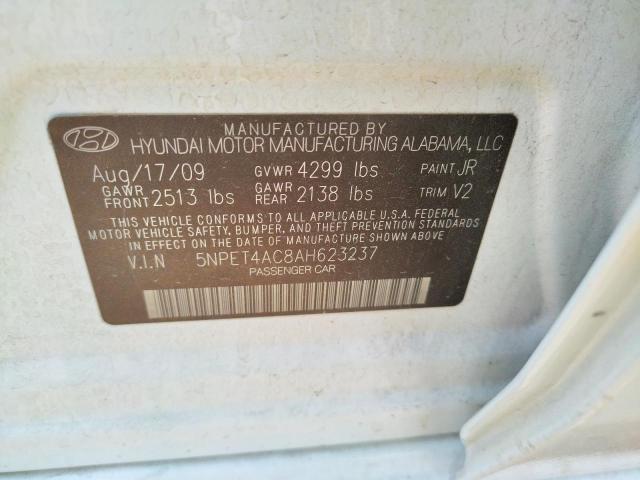 Photo 10 from auction – 2010 HYUNDAI SONATA GLS with VIN 5NPET4AC8AH623237