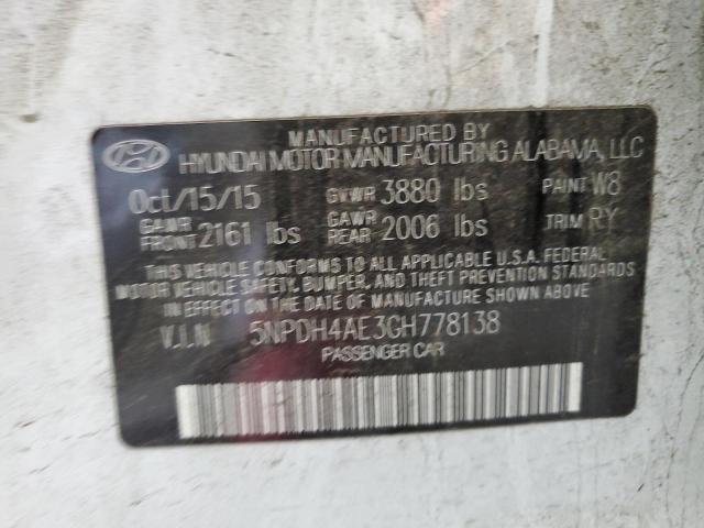 Photo 10 from auction – 2016 HYUNDAI ELANTRA SE with VIN 5NPDH4AE3GH778138