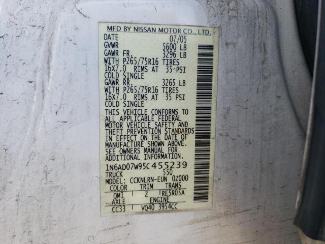 Photo 10 from auction – 2005 NISSAN FRONTIER C with VIN 1N6AD07W95C455239
