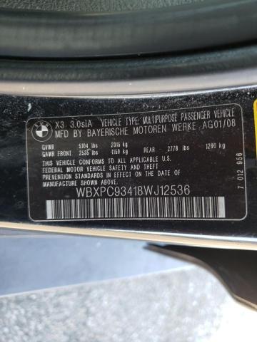 Photo 10 from auction – 2008 BMW X3 3.0SI with VIN WBXPC93418WJ12536
