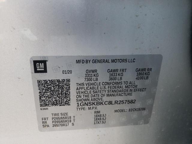Photo 10 from auction – 2020 CHEVROLET TAHOE K150 with VIN 1GNSKBKC8LR257582