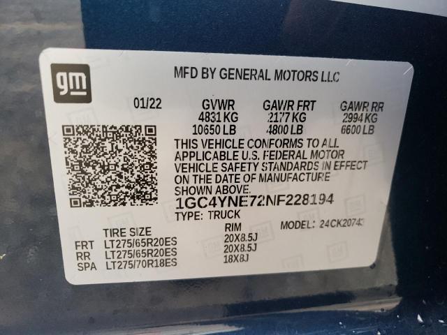 Photo 10 from auction – 2022 CHEVROLET SILVERADO with VIN 1GC4YNE72NF228194