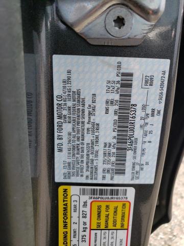 Photo 10 from auction – 2018 FORD FUSION SE with VIN 3FA6P0LU0JR165378