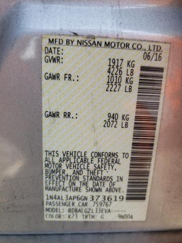 Photo 10 from auction – 2016 NISSAN ALTIMA 2.5 with VIN 1N4AL3AP6GN373619