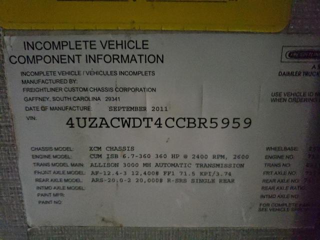 Photo 10 from auction – 2012 FREIGHTLINER CHASSIS XC with VIN 4UZACWDT4CCBR5959