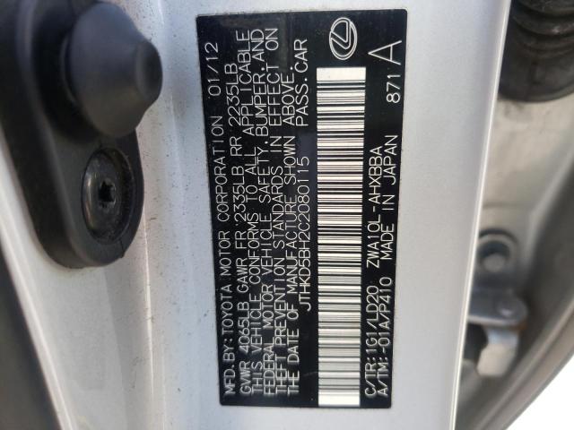 Photo 10 from auction – 2012 LEXUS CT 200 with VIN JTHKD5BH2C2080115