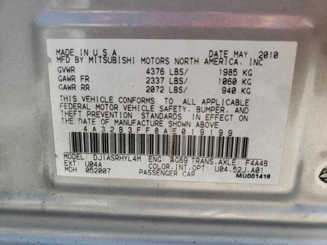 Photo 10 from auction – 2010 MITSUBISHI GALANT ES with VIN 4A32B3FF8AE019199