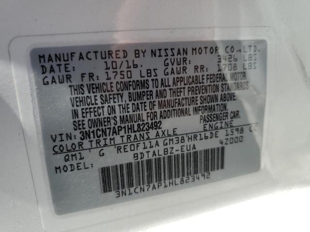 Photo 10 from auction – 2017 NISSAN VERSA S with VIN 3N1CN7AP1HL823492