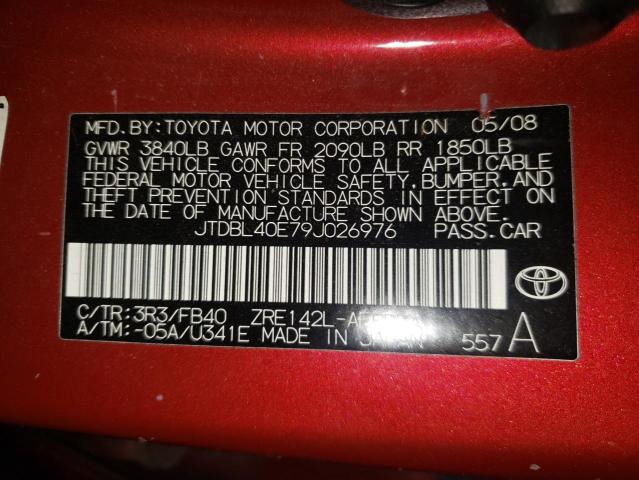 Photo 10 from auction – 2009 TOYOTA COROLLA BA with VIN JTDBL40E79J026976