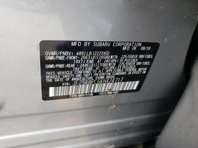 Photo 10 from auction – 2019 SUBARU FORESTER S with VIN JF2SKAPC6KH424717