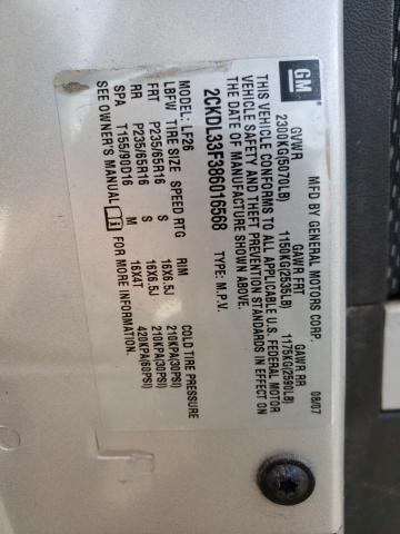 Photo 10 from auction – 2008 PONTIAC TORRENT with VIN 2CKDL33F386016568