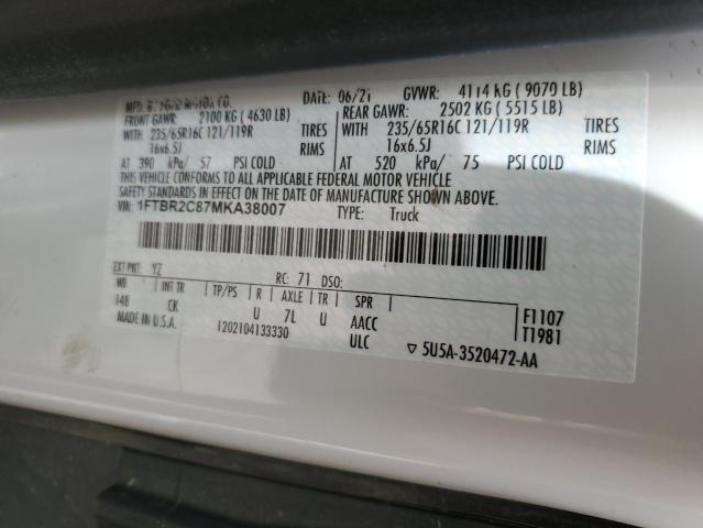 Foto 10 de la subasta – 2021 FORD TRANSIT T- con VIN 1FTBR2C87MKA38007