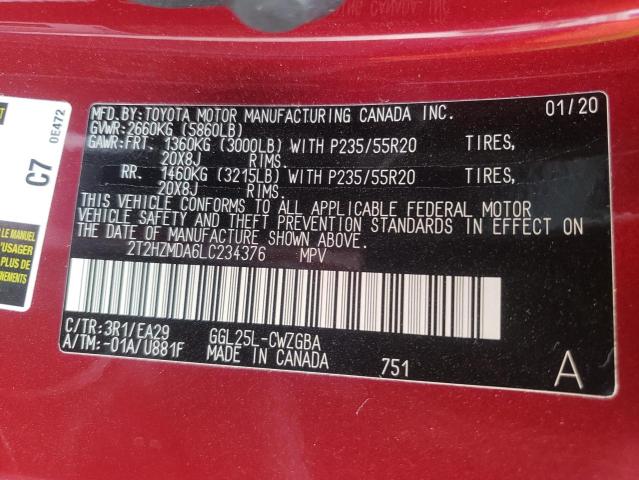 Photo 10 from auction – 2020 LEXUS RX 350 with VIN 2T2HZMDA6LC234376