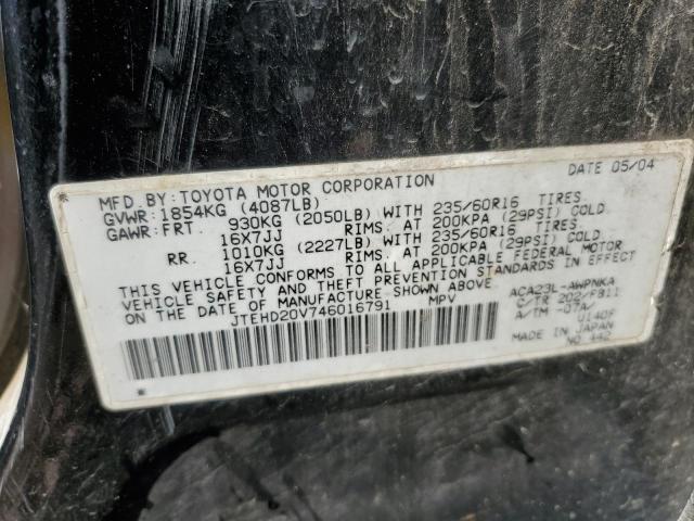 Photo 10 from auction – 2004 TOYOTA RAV4 with VIN JTEHD20V746016791
