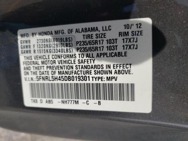 Photo 10 from auction – 2013 HONDA ODYSSEY EX with VIN 5FNRL5H45DB019301
