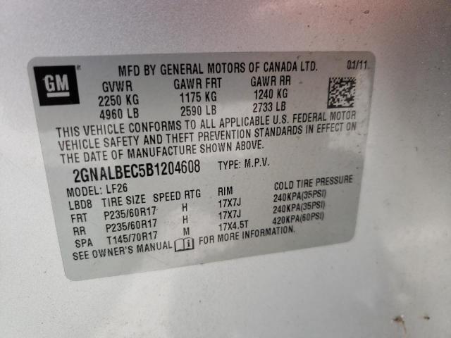 Photo 10 from auction – 2011 CHEVROLET EQUINOX LS with VIN 2GNALBEC5B1204608