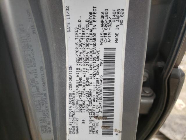 Photo 10 from auction – 2003 LEXUS RX 300 with VIN JTJHF10U930306495