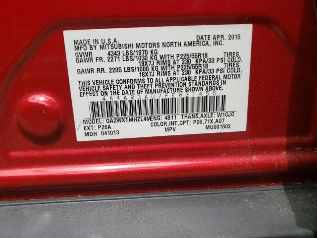 Photo 10 from auction – 2015 MITSUBISHI OUTLANDER with VIN 4A4AR3AU7FE031456