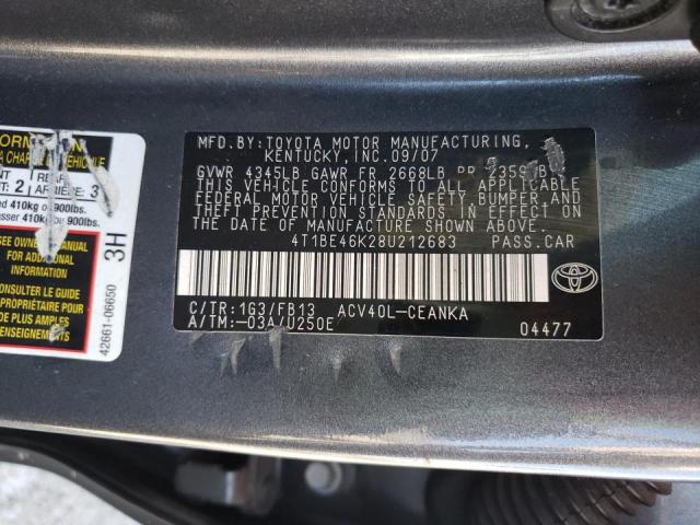 Photo 10 from auction – 2008 TOYOTA CAMRY CE with VIN 4T1BE46K28U212683