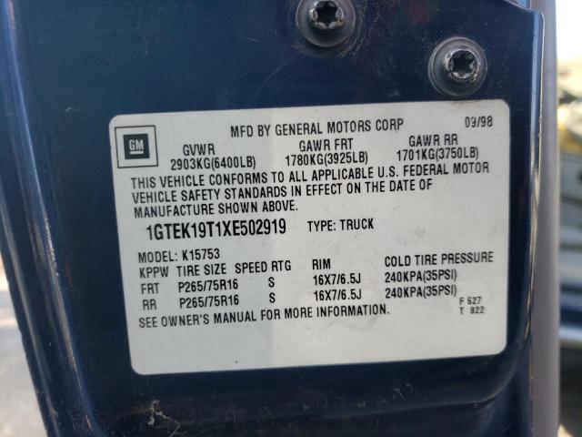 Photo 10 from auction – 1999 GMC NEW SIERRA with VIN 1GTEK19T1XE502919