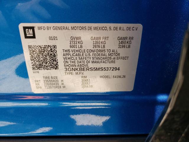 Photo 10 from auction – 2021 CHEVROLET BLAZER RS with VIN 3GNKBERS5MS537294
