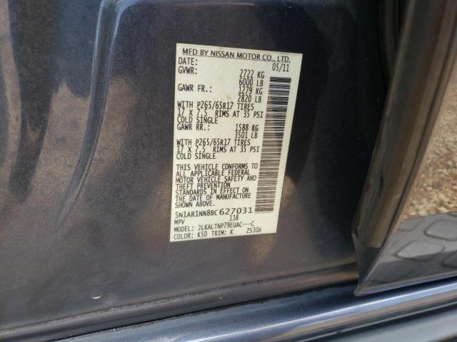 Photo 10 from auction – 2011 NISSAN PATHFINDER with VIN 5N1AR1NN8BC627031