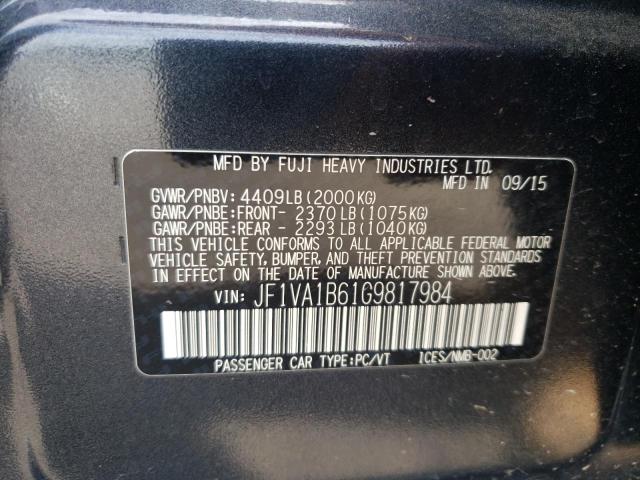 Photo 10 from auction – 2016 SUBARU WRX with VIN JF1VA1B61G9817984