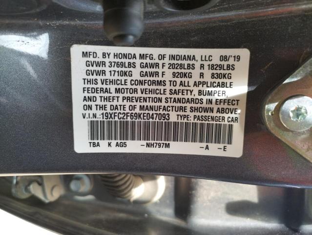 Photo 10 from auction – 2019 HONDA CIVIC LX with VIN 19XFC2F69KE047093