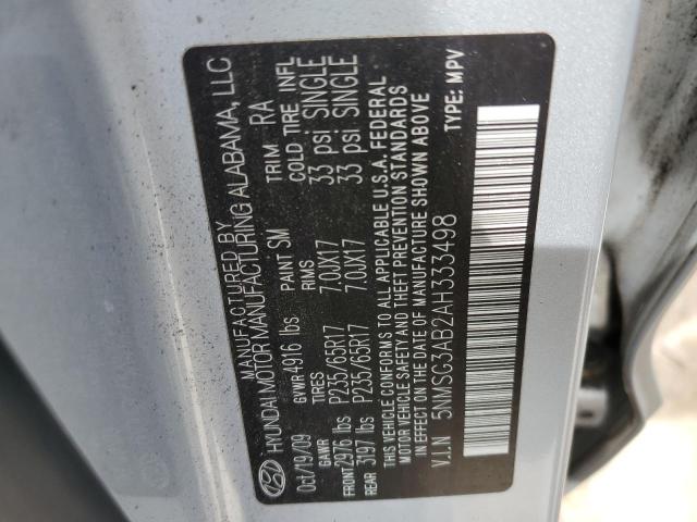 Photo 10 from auction – 2010 HYUNDAI SANTA FE G with VIN 5NMSG3AB2AH333498