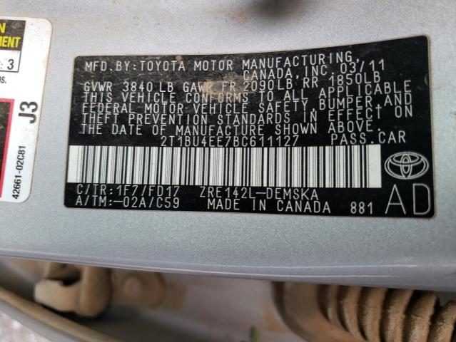 Photo 10 from auction – 2011 TOYOTA COROLLA BA with VIN 2T1BU4EE7BC611127
