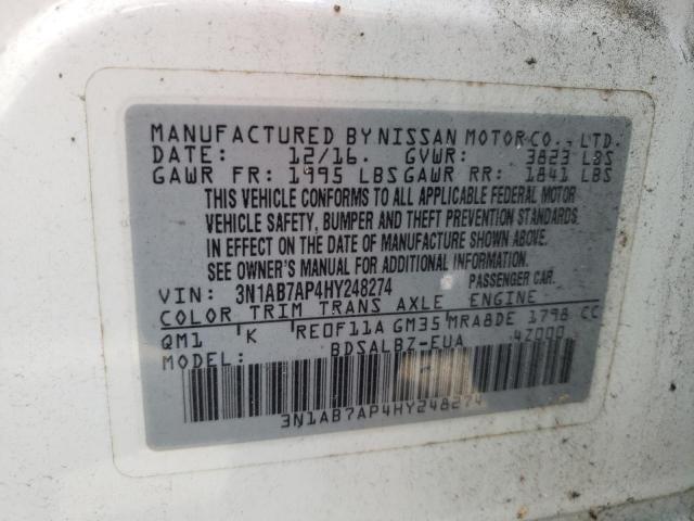 Photo 10 from auction – 2017 NISSAN SENTRA S with VIN 3N1AB7AP4HY248274